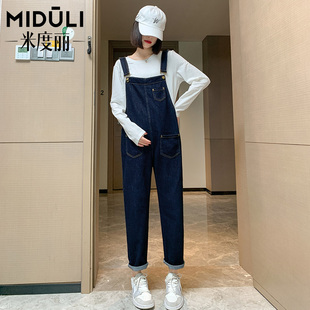 春秋款 直筒阔腿裤 春装 子外穿牛仔背带裤 孕妇装 套装 春季 孕妇裤 大码