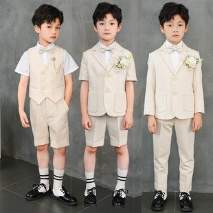 儿童礼服套装高级感男孩夏季男童西装男生闪亮小主持人服装演出服