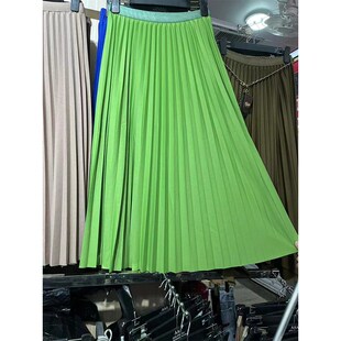 2023秋季 欧货女裙显瘦 彩色百褶中长裙半身裙裙子女高腰松紧腰韩版