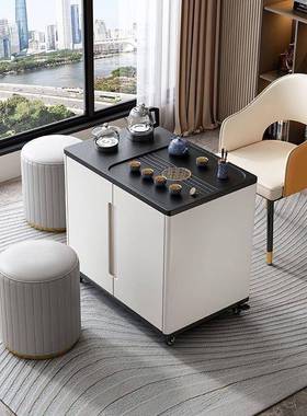 新中式可移动白色茶桌阳台泡茶客厅沙发一体储物茶几