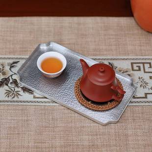 潮汕传统工夫茶纯手工锡茶盘锡壶承工夫茶锡器潮州老作坊锡制茶船