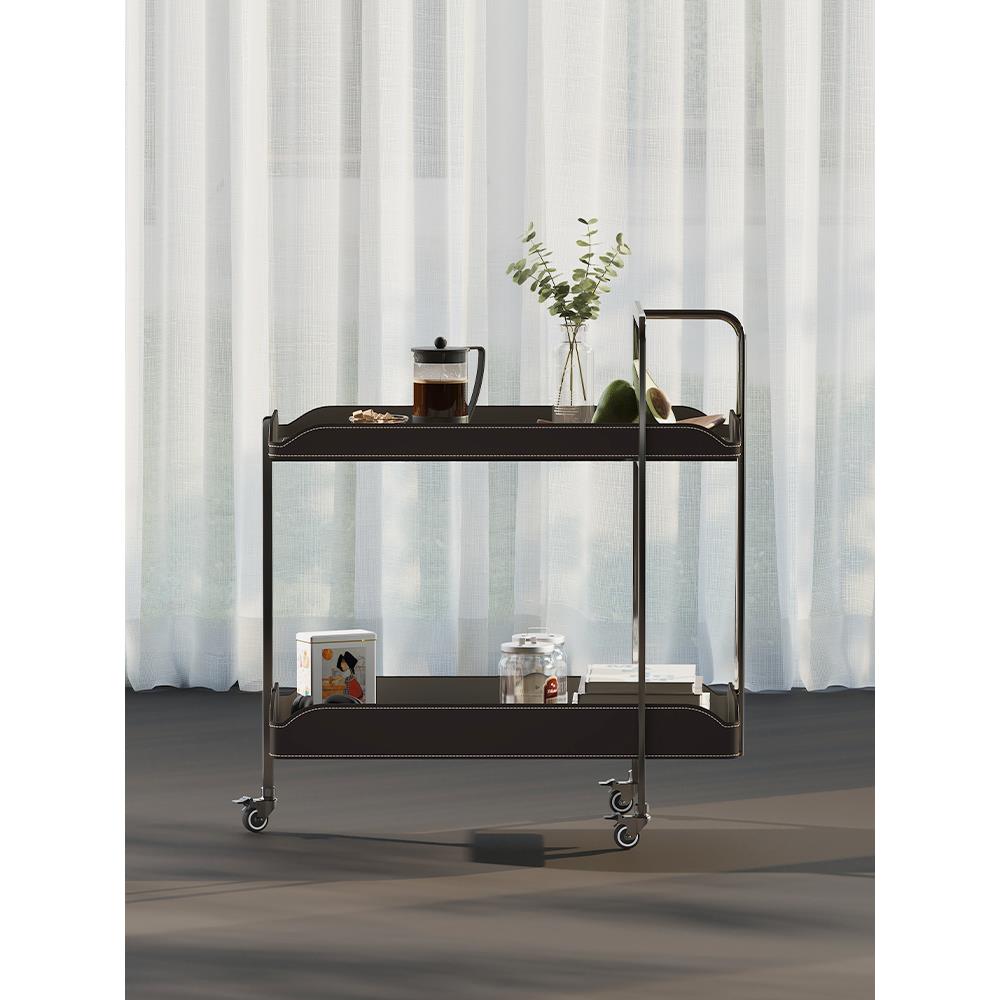 2025新款原创意式简极马鞍萨尼莱皮小推车可移动边师现代轻奢设计