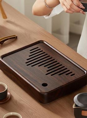 黑檀实木茶盘家用储小型水式高级茶81127托托 盘功夫茶具沥茶海干