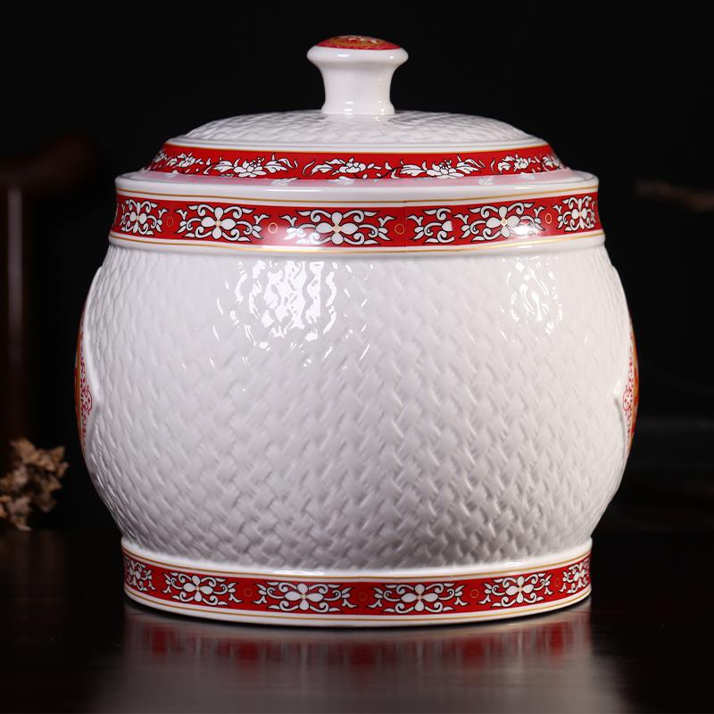 德镇陶瓷米储米桶缸面粉景FNB收纳箱10斤20斤防虫防潮家用密封米