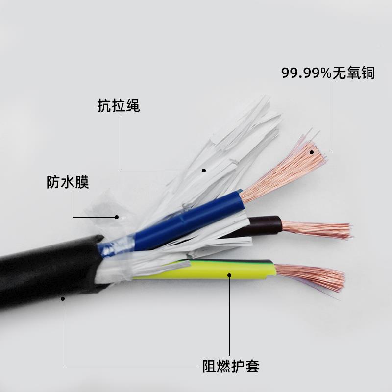 国标铜芯电线阻信燃VV护RVV源套线2/3芯4软线0.R5号线1.5平方2.5