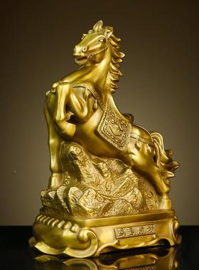 铜马办摆纯黄件铜生肖马马到成功工艺品公LBS室客厅家居店礼铺装