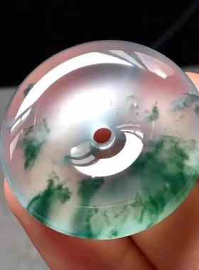 lisv冰种女飘平绿安扣吊坠飘飘花玉石坠挂花6526件项链男儿童玉佩