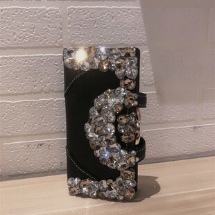 真皮钱包女长款时尚镶钻按扣多卡位水钻女士带钻钱夹手包镶钻钱包