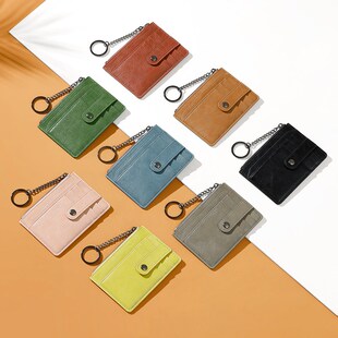 新款日系简约小巧超薄多卡位卡包女小众纯色学生零钱包证件卡夹潮