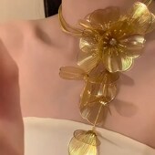 2024年春夏个性 项链女 脖链气小众高级新中式 夸张时尚 百搭花朵长款