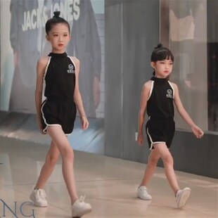 儿童模特训练服少儿礼仪形体服练功服女童T台走秀夏季比赛演出服