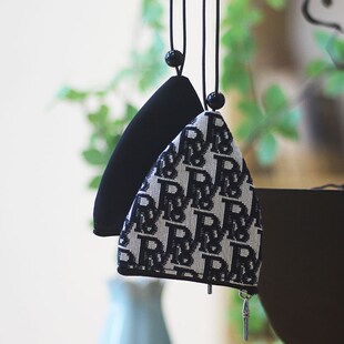 男女钥匙包 小巧收纳通用遥控汽车锁匙扣包套零钱包帆布抽绳新款