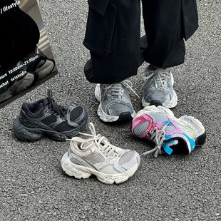 潮牌做旧童鞋女童订书机老爹鞋儿童运动鞋男童厚底跑鞋加绒二棉鞋