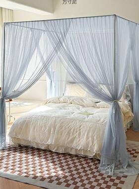 宫廷落地蚊帐0家用224新款主风三门床幔防蚊双开层加CyFK4ulK密公