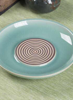 壶龙泉青瓷壶功夫茶具干泡台承泡茶62715陶瓷壶垫托茶道配件茶碟