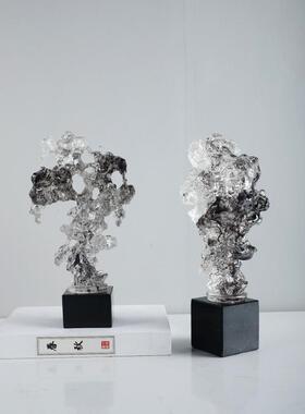 新中茶式创意水墨色太湖件样石板房摆书柜几电视柜酒店GD-A1231软