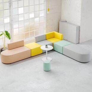 办公室l型洽形沙发前台谈会客无品牌/息区转角沙发接待创意弧沙发