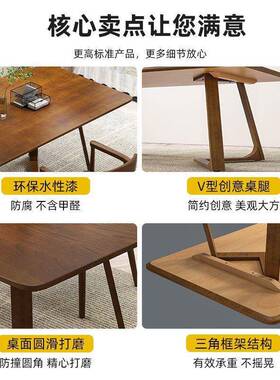 欧实木桌家用多餐人吃饭长IAF桌简洽北谈咖啡桌休闲原木约书桌办