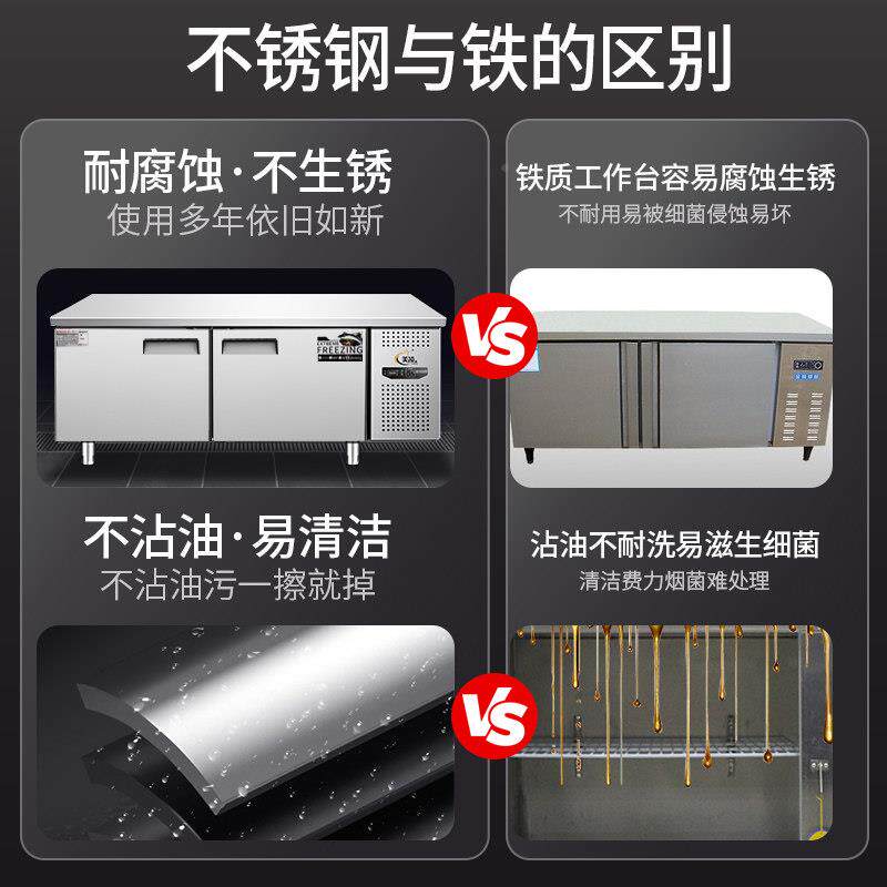 美凌霓虹商用冷藏aaa鲜工作台平冰柜冷柜不锈冻钢冷操作保奶茶店