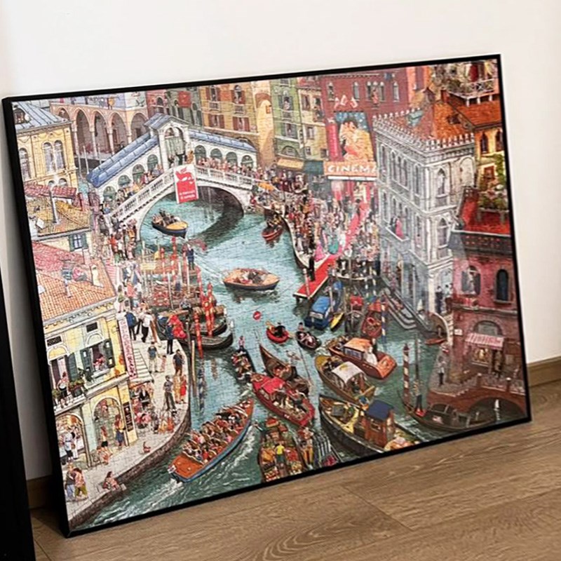 拥挤的运河2000片拼图框拼图裱框9769金属相框裱框框实木相框