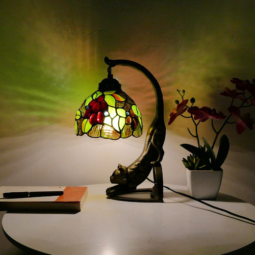 欧式田园复古创意手工玻璃书房客厅大卧室餐厅艺术动物台灯节能灯