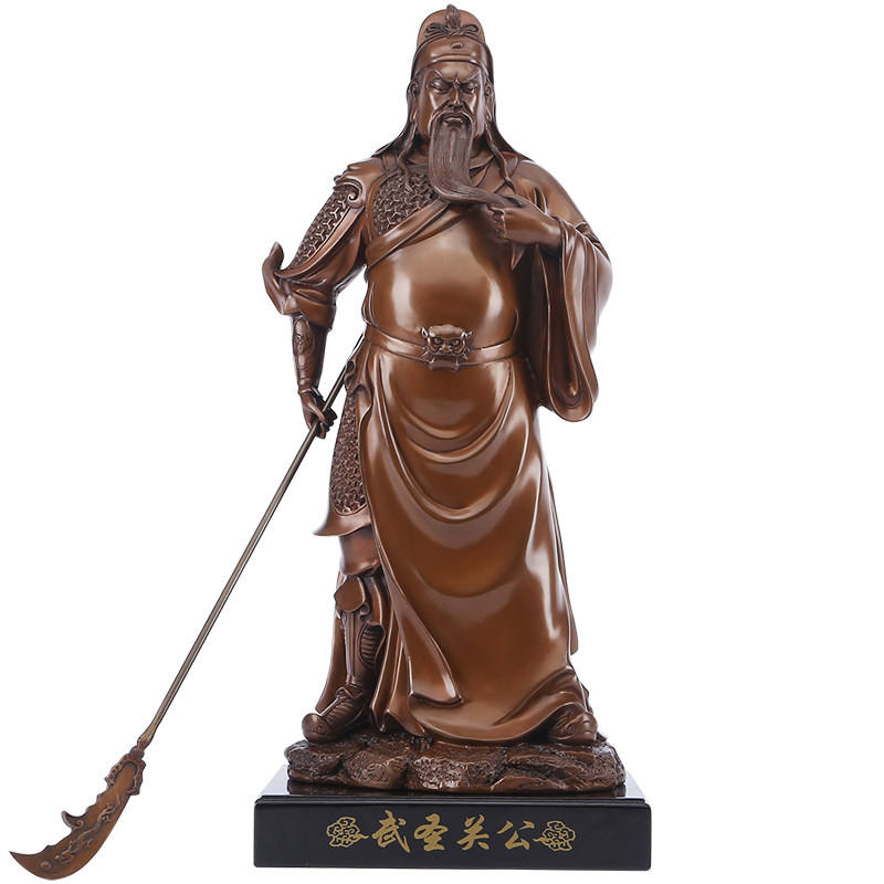 铜欣祥 紫铜关公像武财神摆件关二爷武圣办公室摆设公司开业摆件