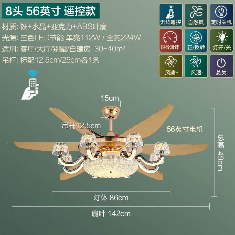 客频厅风扇吊灯2025新款后现代豪华餐厅家用一FB-021体吊扇厅能灯