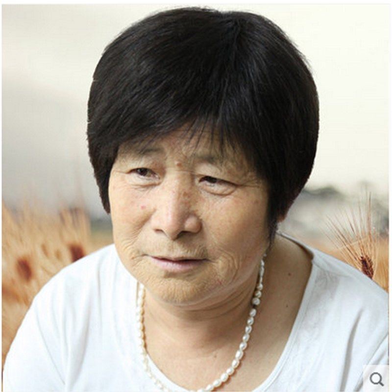老年人假发女短发中老年人戴的整顶假发真发短直发送给奶奶的礼物
