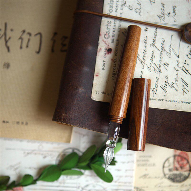 【七十二号笔家】原木试色玻璃笔彩墨钢笔蘸水笔手账匠心学生文具