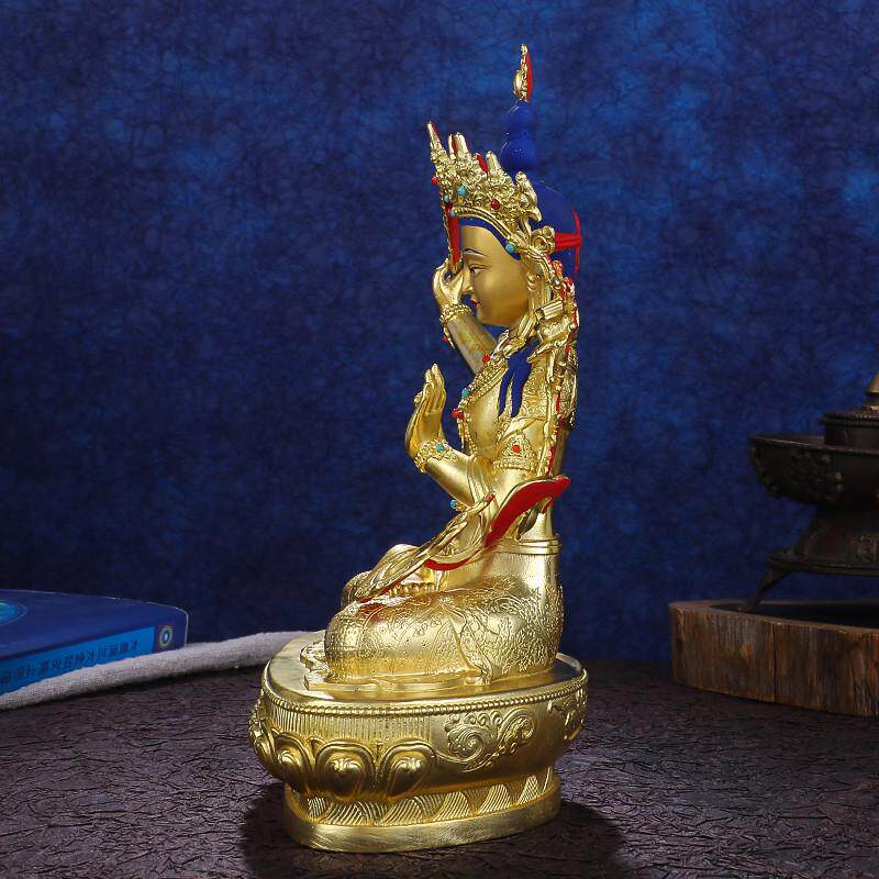 文殊菩萨佛像摆件黄铜鎏金西藏107寸普贤藏传佛像5寸居家密宗文殊