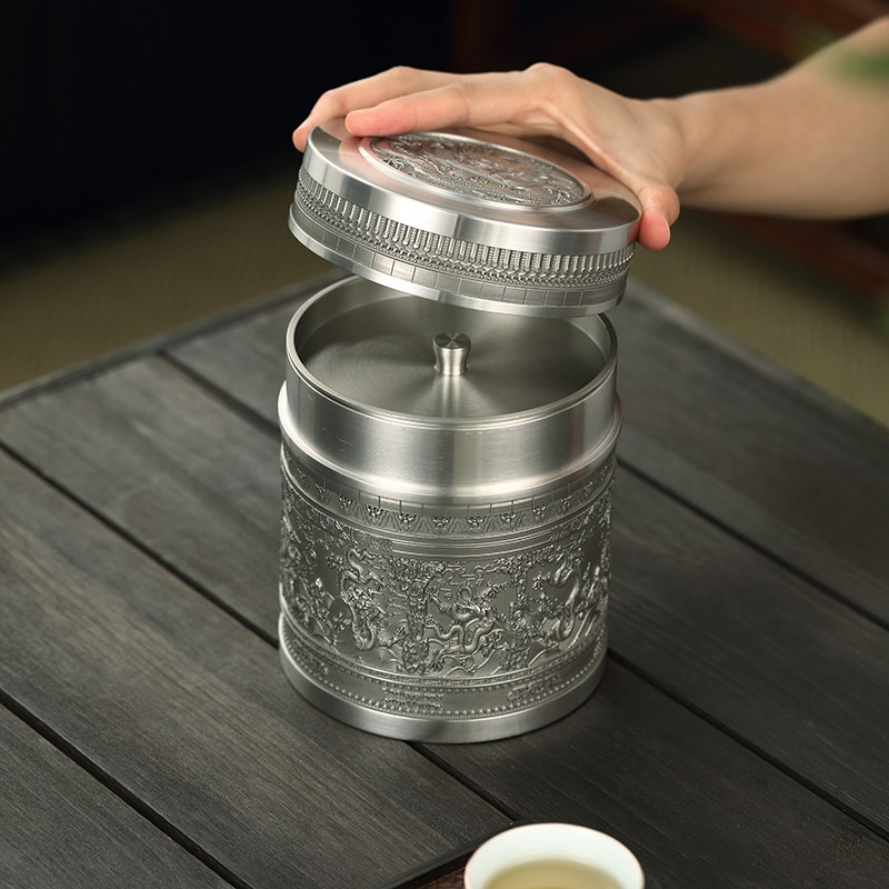 锡含量99%锡罐茶叶罐散茶密封罐高档家用存茶储茶罐普洱散茶仓