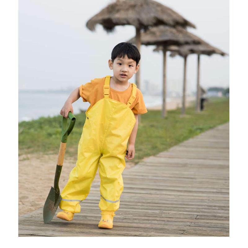 儿童雨裤男女童宝宝玩水春秋防连体雨衣薄防水雨具脏小孩裤幼儿园
