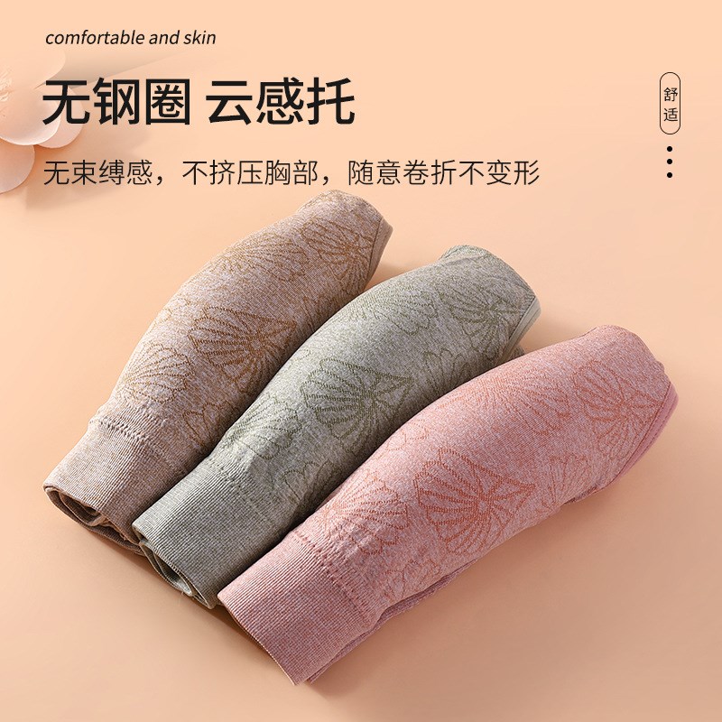 妈妈内衣女中老年妇女无钢圈固定杯大码胸罩背心式前扣文胸夏季新