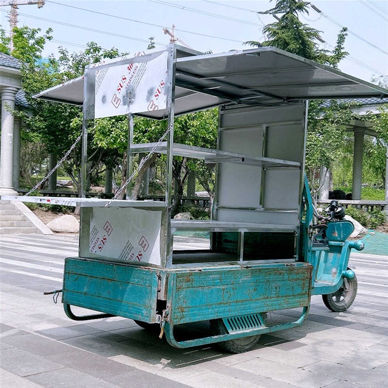 带锁不锈钢小吃架子商用小吃车架子摆摊三轮车烧烤煎油炸串夜市