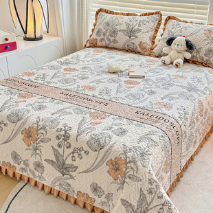 2024新款牛奶珊瑚绒夹棉床盖单件秋冬加厚防滑床单三件套加绒炕盖