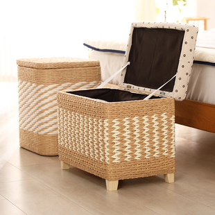 藤编收纳凳储物凳子凳可凳换鞋家用坐穿鞋凳箱人整理沙发门厅实木