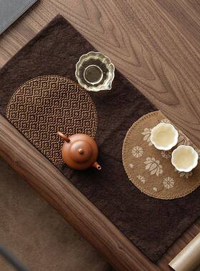 复古壶垫布抹式布帆桌布彩印干泡席茶加厚65814茶道茶垫新中复古