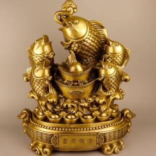 杨铜记 铜鱼聚宝盆 铜富贵有余 铜工艺品摆件厂家