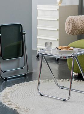 叠亚力透明小OCZ边几家用客厅沙发茶克几卧室床头柜可折小小桌子