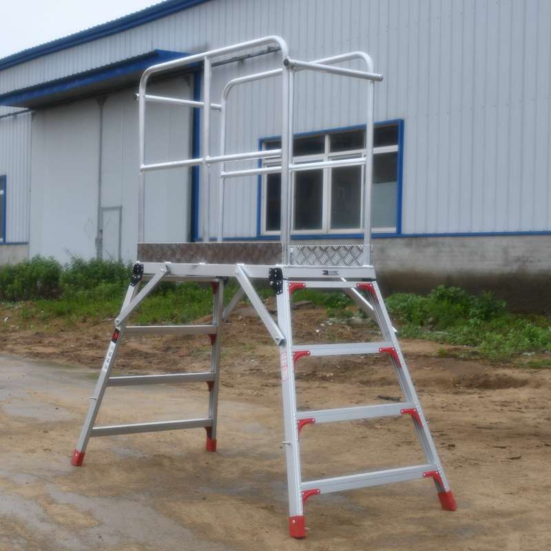 安全围栏工作台脚手架加厚铝合金折叠功夫马凳人字梯扶手梯平台梯