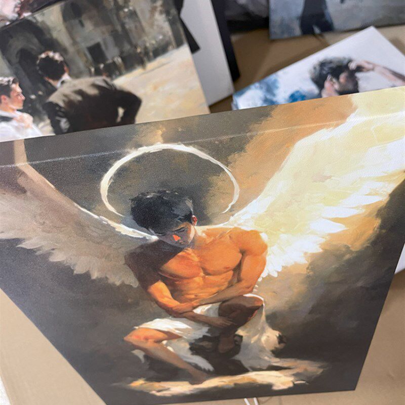 光明圣光肌肉男装饰画卧室挂画喷绘油画画框房间挂墙靠墙型男