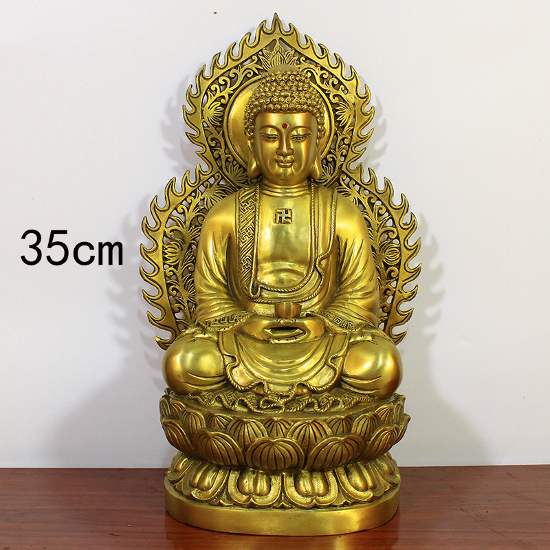 阿弥陀佛像释迦摩尼佛释迦牟尼佛药师佛三圣纯铜佛像摆件三宝佛