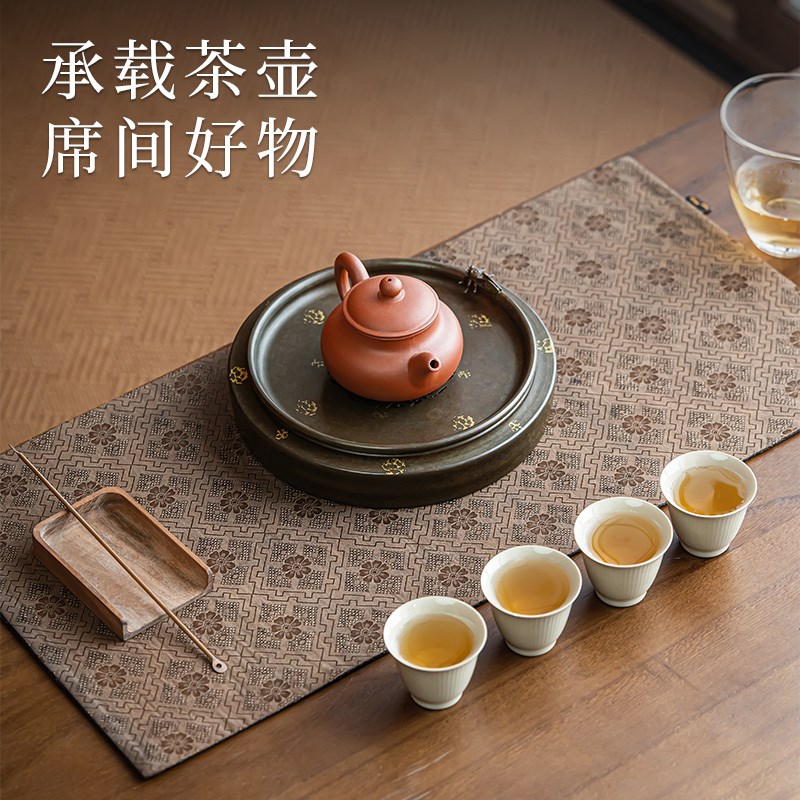 手工中式紫铜壶承搭配紫砂壶的复古纯铜养壶托盘 高端干泡台茶具