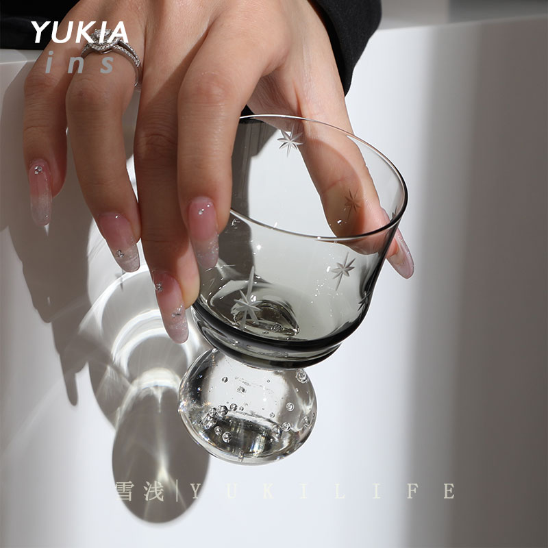 灰色银河里流淌着爱做梦的星星中古韩式星空杯子酒杯水晶香槟杯