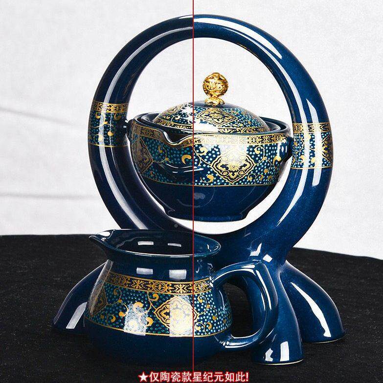 旋转逍TDE套遥泡茶壶中式茶壶高茶收具装茶台一整套旅行便携式纳