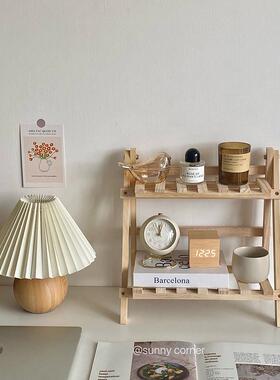 家居装饰桌面摆设竹制摆件现代风格置物架简约双层