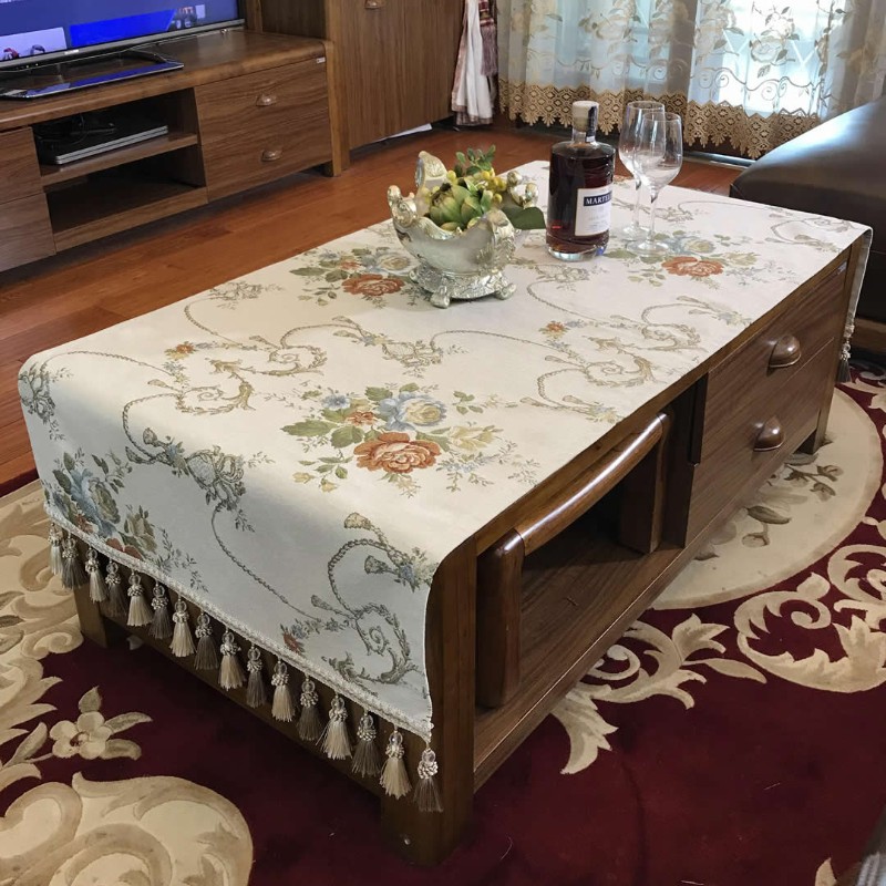 高档奢华茶几桌布欧式客厅书桌桌布长方形家用床头柜电视冰箱盖布
