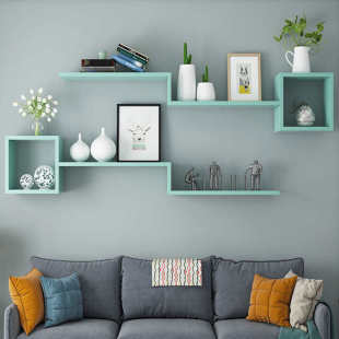 客厅餐厅卧室背景墙壁书架装饰置物架分层打孔多层墙上收纳简约免