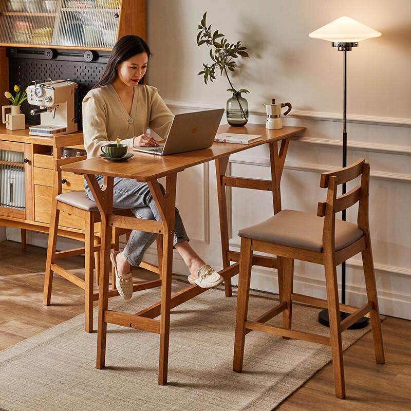 实木吧台椅高脚凳家用凳子高椅酒吧奶茶玄关前台办公椅子店靠背椅