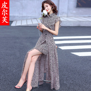 新款 女2024夏季 女神范超仙显瘦雪纺两件套裙 连衣裙套装 气质荷叶袖